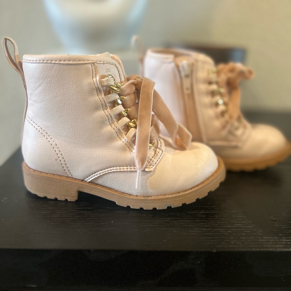 Kids Pink Lace-Up Boots